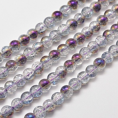 Electroplate Synthetic Crackle Quartz Bead Strands EGLA-J067-8mm-HR05-1