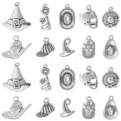 100Pcs 10 Styles Tibetan Style Alloy Pendants TIBEP-CJ0003-09-1