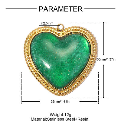 304 Stainless Steel with Resin Pendants RE-A26-05-19-08G-02-1