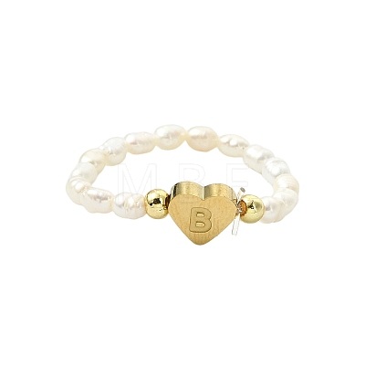 Natural Freshwater Pearl & 304 Stainless Steel Bead Finger Rings RJEW-FS00001-02-1
