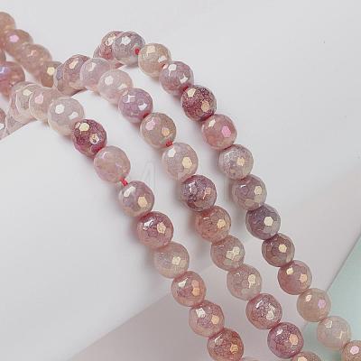 Round Natural Electroplated Strawberry Quartz Beads G-P447-B04-01-1