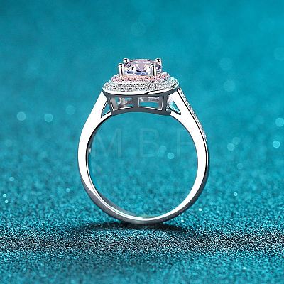 Rhodium Plated 925 Sterling Silver Micro Pave 6.5x3.9mm Moissanite Finger Rings for Women WGCD3AD-21-1