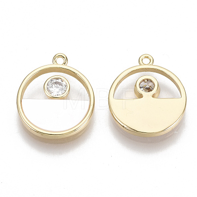 Brass Micro Pave Clear Cubic Zirconia Charms KK-S356-099-NF-1