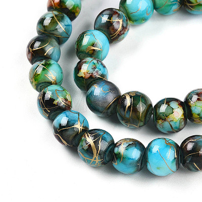 Baking Paint Glass Beads Strands LS-DGLA-N003-8mm-B08-1