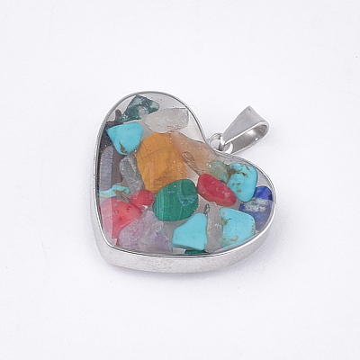 Natural & Synthetic Mixed Stone Pendants X-STAS-T043-01O-1