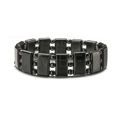 Non-magnetic Synthetic Hematite Beaded Stretch Bracelets for Men FS-WG73B41-01-1