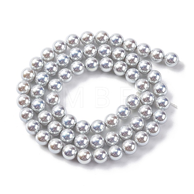 UV Plating Pearlized Glass Pearl Beads Strands GLAA-F128-01A-T12-1