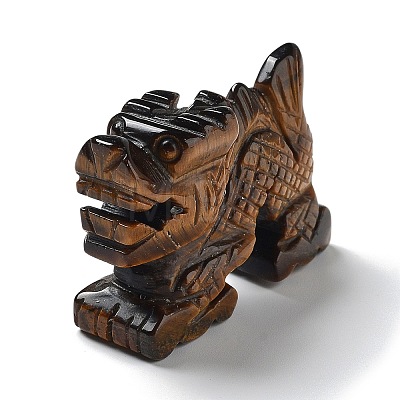 Natural Tiger Eye Carved Healing Dragon Figurines DJEW-F025-02B-1