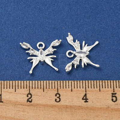 Brass Micro Pave Clear Cubic Zirconia Pendants KK-Z057-02S-1