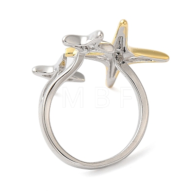 Star Brass Open Cuff Rings for Women RJEW-B062-14GP-1