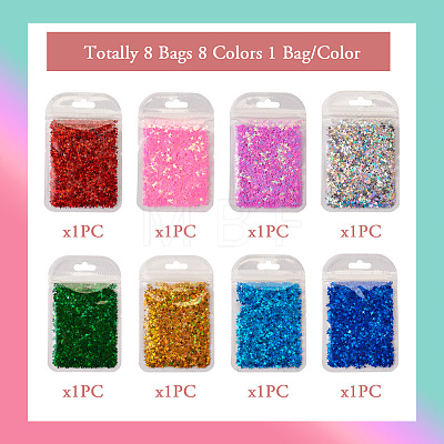 8 Bag 8 Colors Nail Art Glitter Sequins MRMJ-TA0001-28-1
