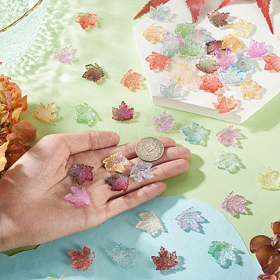 90Pcs 9 Colors Baking Paint Transparent Glass Pendants DGLA-TA0001-61-1