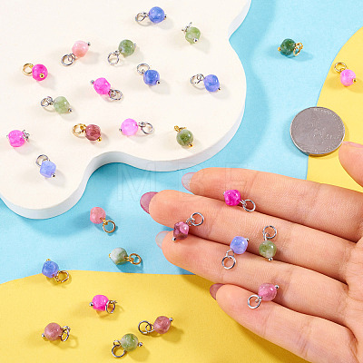 30Pcs 3 Styles Natural Colorful Tourmaline Dice Charms PALLOY-TA00370-1