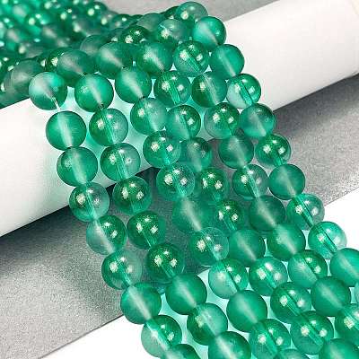 Frosted Transparent Glass Bead Strands GLAA-P065-8mm-14-1