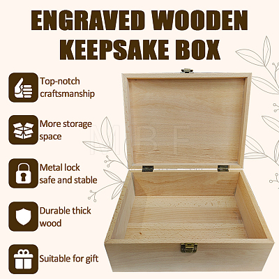 Rectangle Wooden Memory Keepsake Boxes with Lids CON-WH0101-004-1
