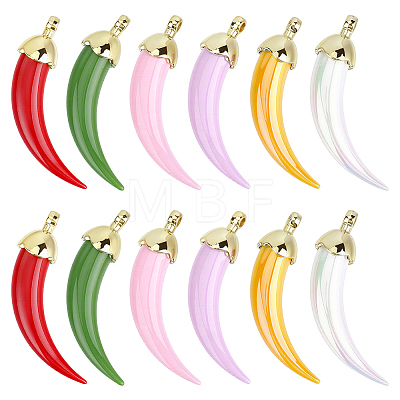 12Pcs 6 Colors Opaque Acrylic Big Pendants FIND-ME0003-97-1
