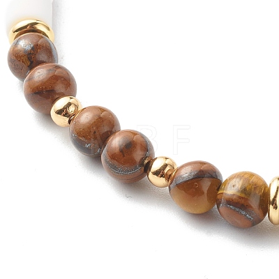 Natural Grade AB Tiger Eye Beads Beaded Necklaces NJEW-JN03611-1