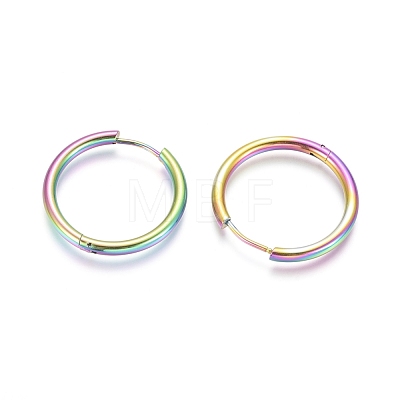 Ion Plating(IP) 304 Stainless Steel Huggie Hoop Earrings EJEW-F111B-25mm-Y-1