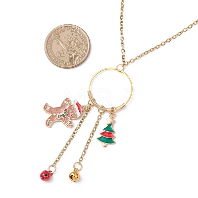 Christmas Alloy Enamel Gingerbread Man Pendant Necklace & Dangle Earrings Sets SJEW-JS01343-1