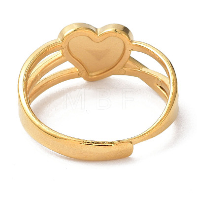 Ion Plating(IP) 304 Stainless Steel Hollow Heart Adjustable Rings RJEW-D006-22G-1