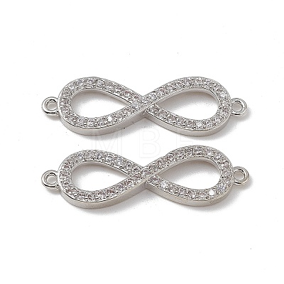 Brass Micro Pave Clear Cubic Zirconia Connector Charms KK-E068-VB385-1