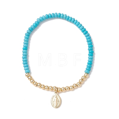 2Pcs Synthetic Turquoise Beads Stretch Bracelets BJEW-JB13415-03-1