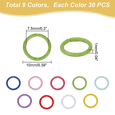   270Pcs 9 Colors Embossed Style Iron Open Jump Rings IFIN-PH0001-84-1