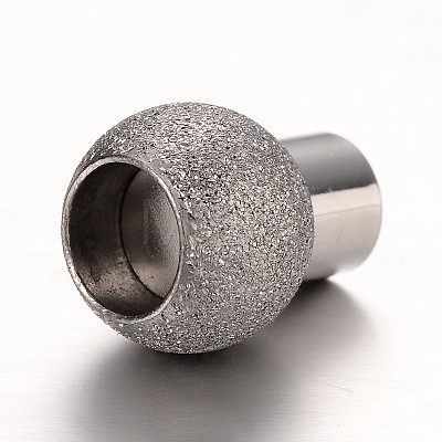 Tarnish Resistant Textured 304 Stainless Steel Column Magnetic Clasps with Glue-in Ends STAS-I045-11P-1