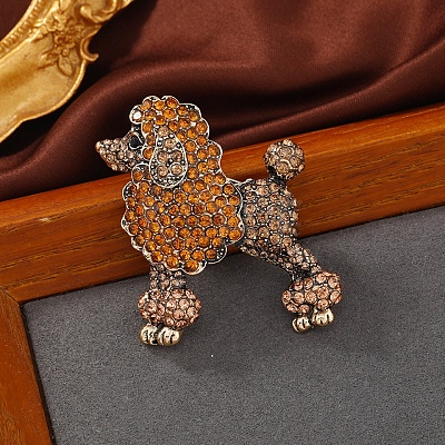 Poodle Alloy Rhinestone Brooches JEWB-Q006-01A-1