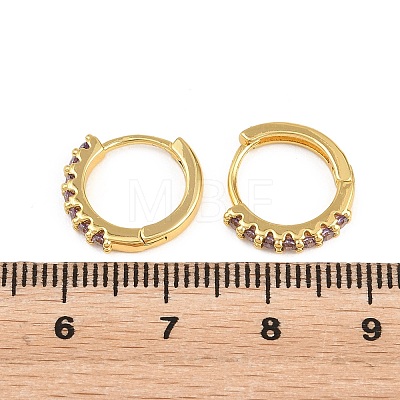 Brass Micro Pave Cubic Zirconia Hoop Earrings KK-Z166-14G-01-1