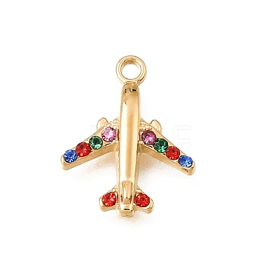 304 Stainless Steel Rhinestone Pendants STAS-E531-22G-B-1