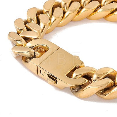 Ion Plating(IP) 304 Stainless Steel Curb Chains Bracelet for Women BJEW-E107-03G-02-1