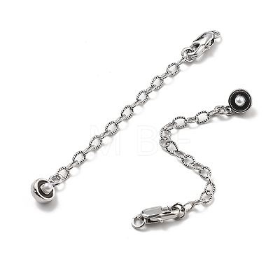 Brass Enamel ABS Imtation Pearl End with Chain KK-B129-27P-02-1