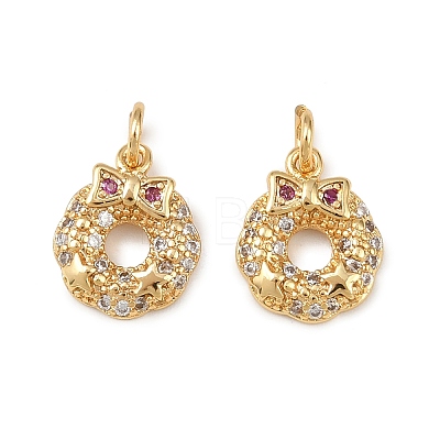Christmas Brass Micro Pave Cubic Zirconia Charms KK-L255-18G-03-1