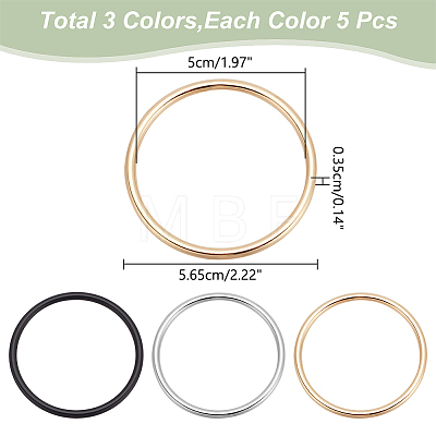 WADORN 15Pcs 3 Colors Zinc Alloy Round Rings FIND-WR0010-79-1