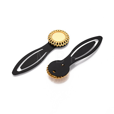Alloy & Iron Bookmark Cabochon Settings PALLOY-N184-01G-1