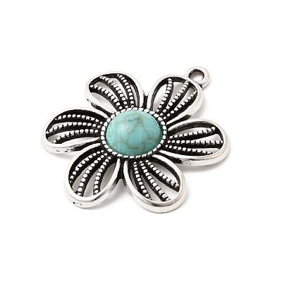 Tibetan Style Alloy & Acrylic Pendants FIND-B058-04AS-01-1