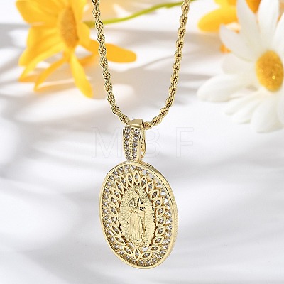 Brass Cubic Zirconia Pendant Necklaces for Women NJEW-U034-01B-G-1