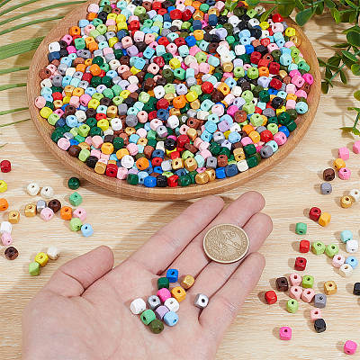 Spray Painted Wooden Beads WOOD-PA0001-53C-1