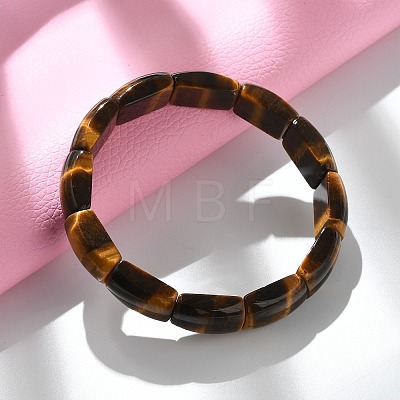 Natural Tiger Eye Bead Stretch Bracelets for Women Men BJEW-C097-02C-1