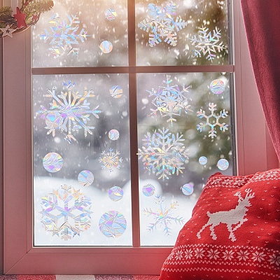 Snowflake Rainbow Prism Electrostatic Window Stickers PW-WG598EC-01-1