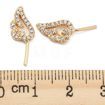 Brass Micro Cubic Zirconia Wing Shape Head Pins KK-Q789-17G-1