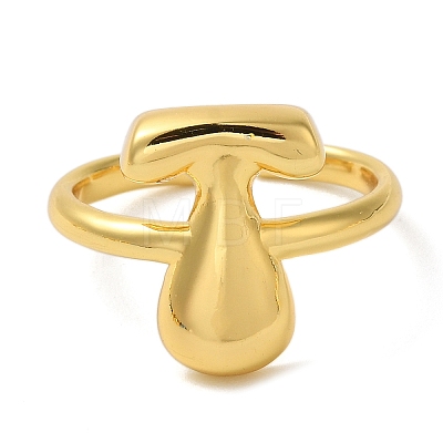 Initials Brass Open Cuff Ring for Women RJEW-N046-02T-G-1