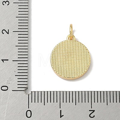 Brass Pave Natural Shell Flat Round with Letter Charms KK-Z115-13G-H-1