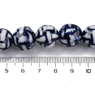 Handmade Blue and White Porcelain Beads Strands PORC-I027-04F-1