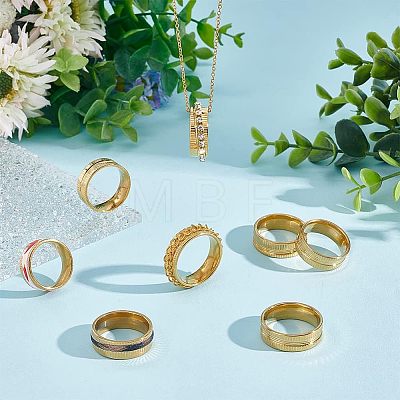 Unicraftale 10Pcs 5 Size 304 Stainless Steel Grooved Finger Ring Settings STAS-UN0041-21G-1