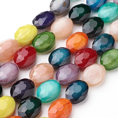 Pearl Luster Plated Glass Bead Strands X-EGLA-E037-PL08-1