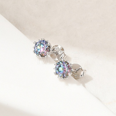 925 Sterling Silver Moissanite Rhinestone Stud Earrings EJEW-U042-05P-03-1