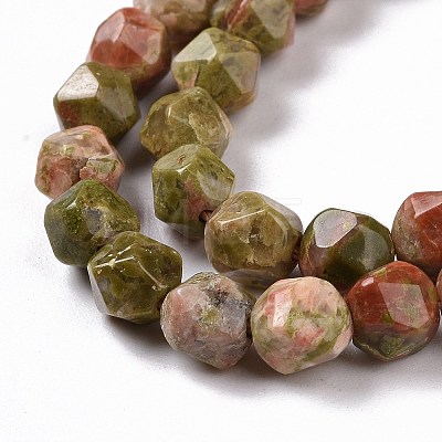 Natural Unakite Beads Strands G-G990-B02-1