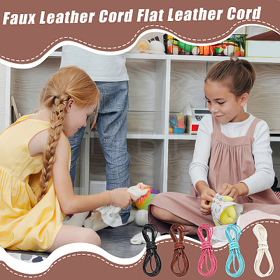 Fingerinspire 5Pcs 5 Colors  Flat Imitation Leather Cord LC-FG0001-02-1